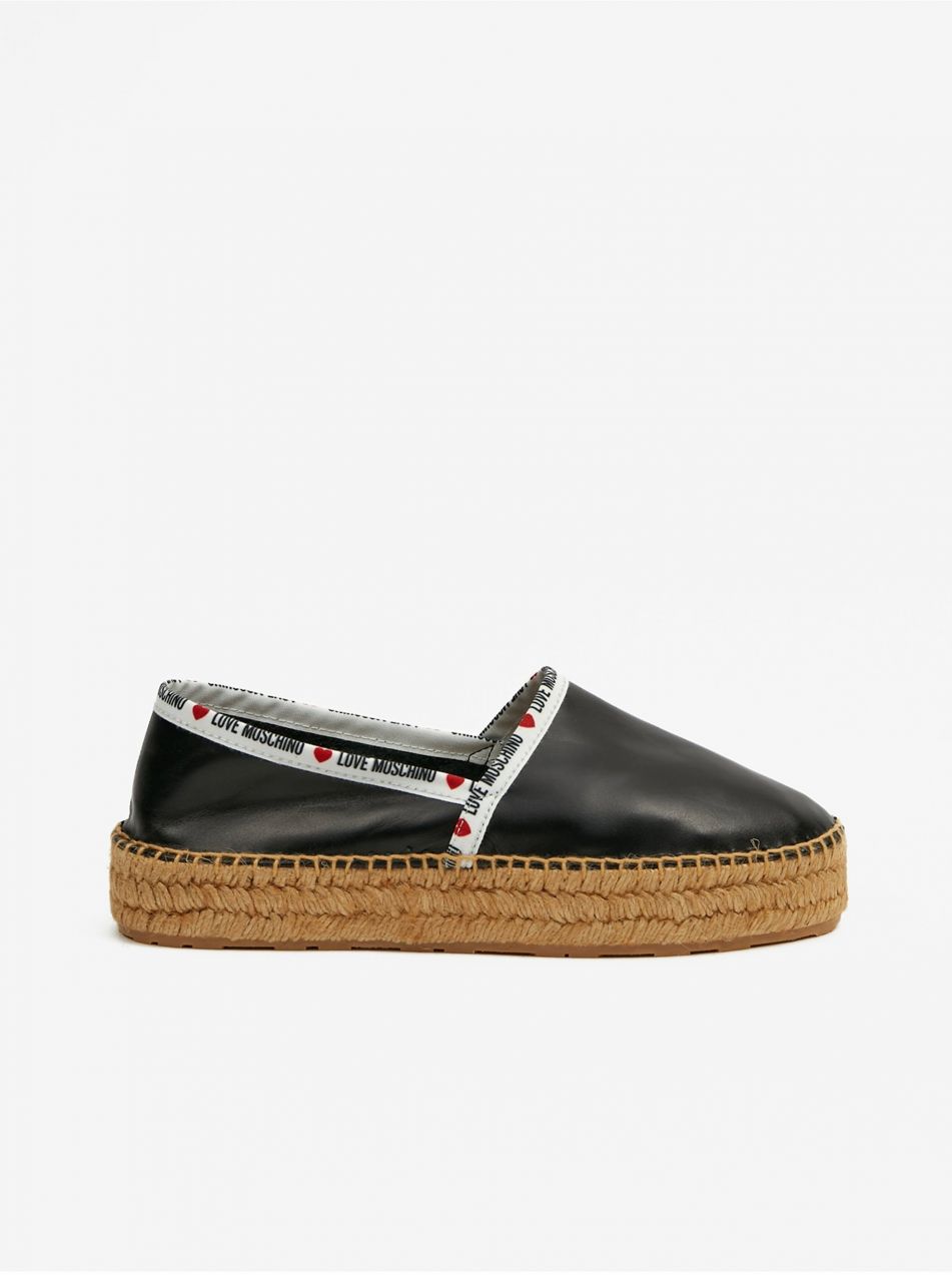 Čierne dámske kožené espadrilky Love Moschino