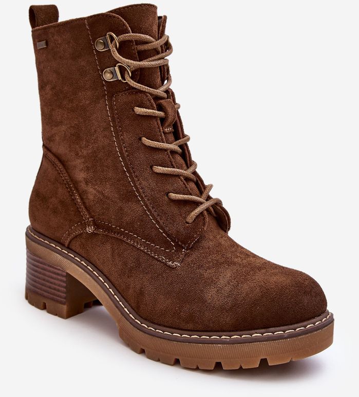 Women's lace-up shoes with low heels brown Adinail