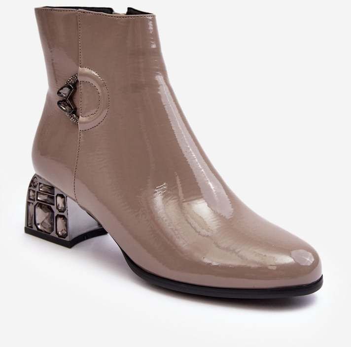 Patented women's ankle boots with embellished high heels D&A grey