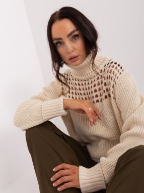 Women's cream knitted turtleneck