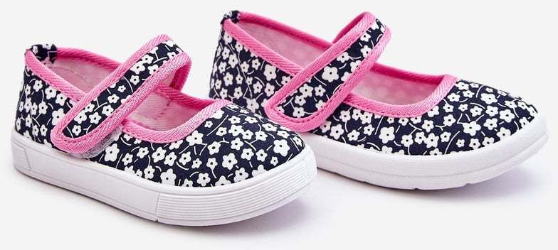 Children's ballerinas with Velcro in navy blue and pink Selah