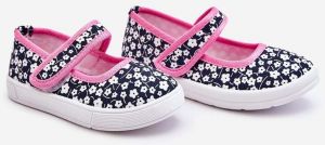 Children's ballerinas with Velcro in navy blue and pink Selah