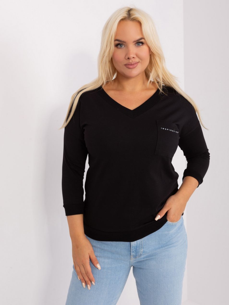Black cotton blouse of larger size