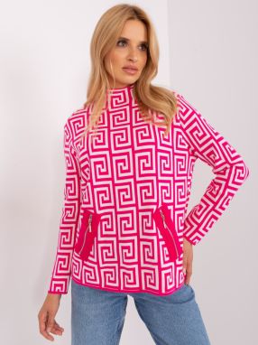 Fuchsia and white turtleneck with patterns