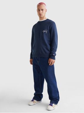 Tommy Hilfiger Jeans Sveter - TJM RLXD SIGNATURE SWEATER modrý