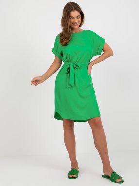 Green dress RUE PARIS with short sleeves