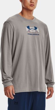Šedé pánske tričko Under Armour UA GRID GEOMETRIC LOGO LS