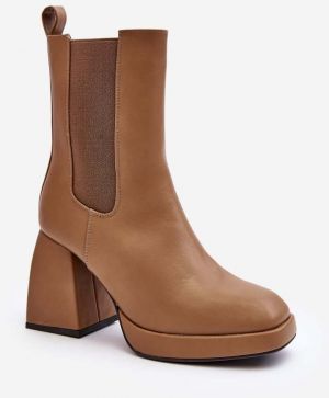 Women's Platform Boots With High Heels, Brown Stelares