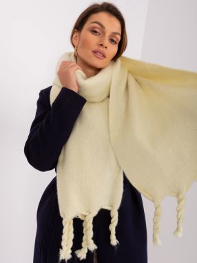 Light yellow smooth scarf with fringe