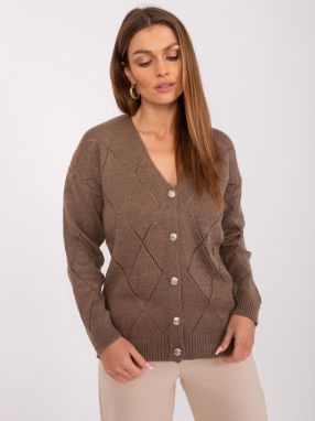 Brown openwork sweater with a neckline from RUE PARIS
