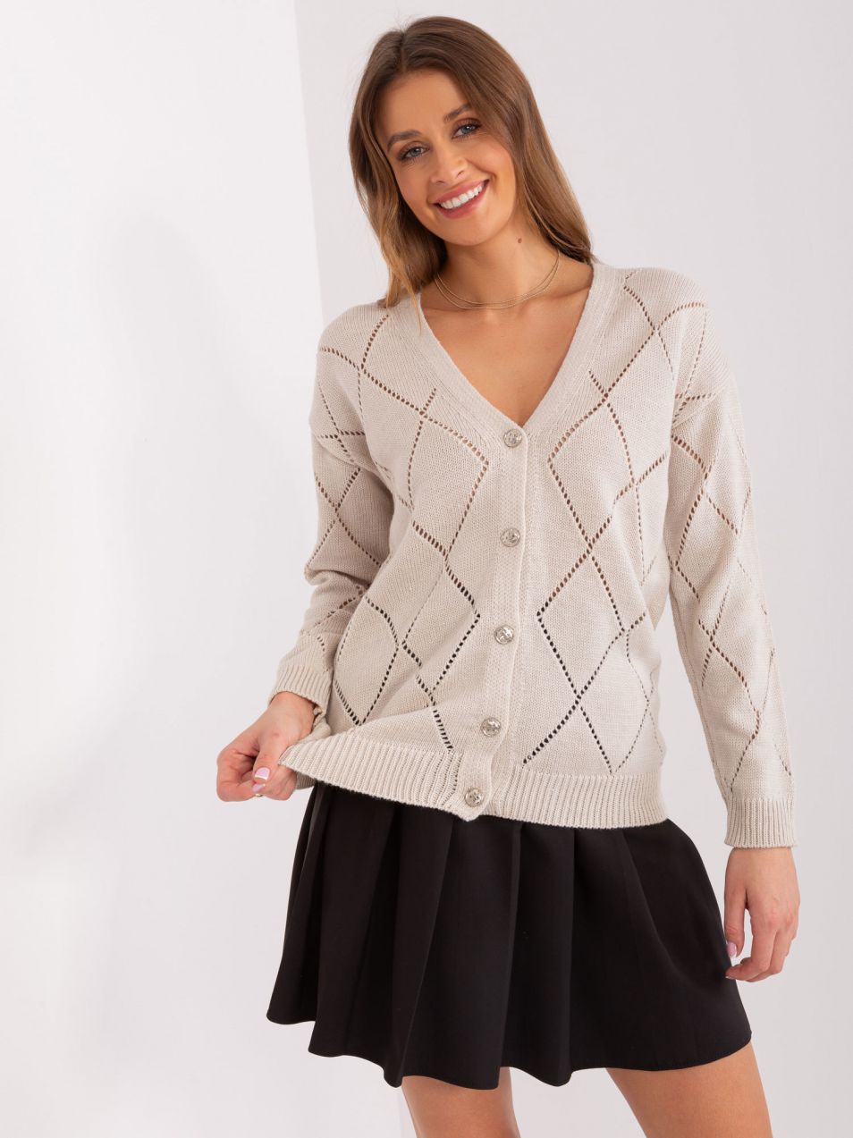Beige oversize cardigan with buttons from RUE PARIS