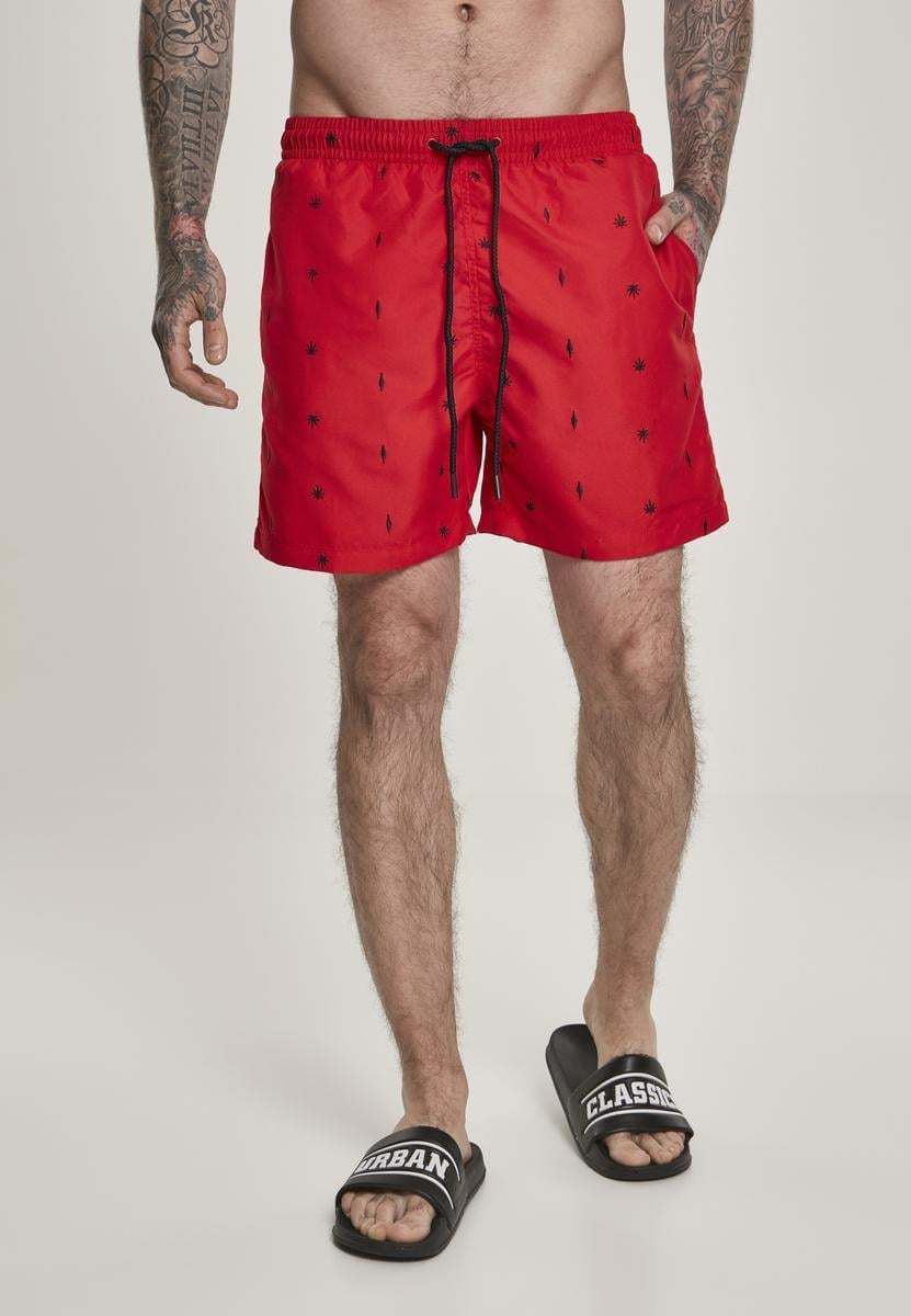 Men's swimwear with embroidery red