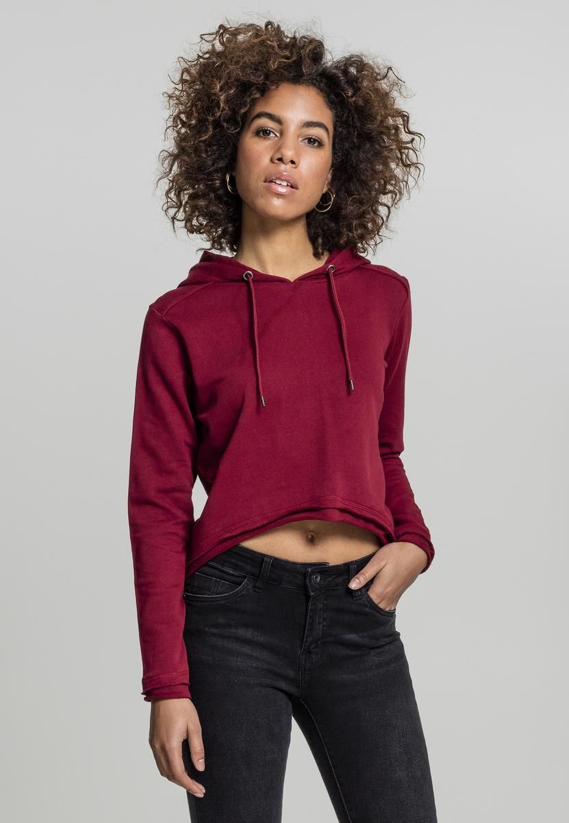 Women's Cropped Terry Hoody burgundy