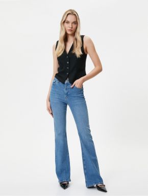 Koton Flared Leg Jeans Slim Fit High Waist Stretchy Cotton Pocket - Victoria Slim Jean