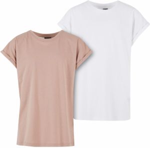 Girls' Extended Shoulder Tee T-Shirt - 2 Pack White+Pink