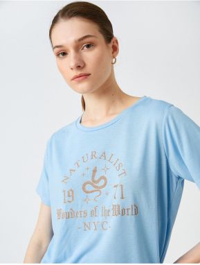 Koton Motto Printed T-Shirt Short Sleeve Crew Neck