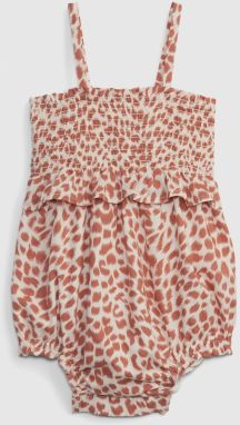 Béžový baby overal na ramienka leopard GAP