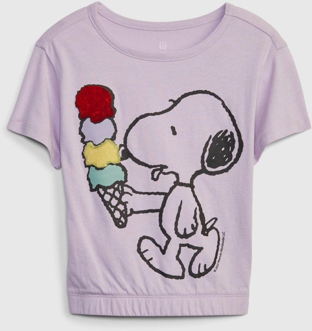 Fialové dievčenské tričko GAP & Peanuts Snoopy