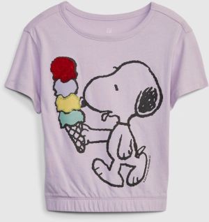 Fialové dievčenské tričko GAP & Peanuts Snoopy