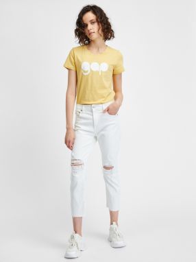 Biele dámske 3/4 slim fit rifle s potrhaným efektem GAP
