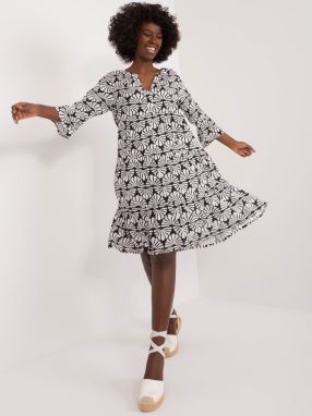 Black V-neck print dress SUBLEVEL