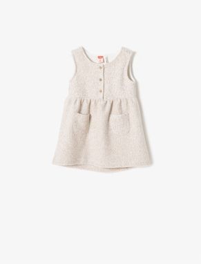 Koton Dress Sleeveless Crew Neck Button Detailed Pocket