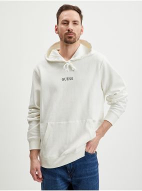 Biela pánska mikina s kapucňou Guess Roy