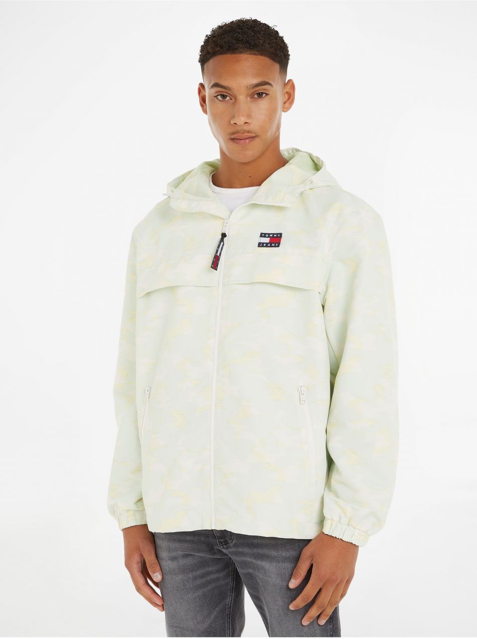 Mentolová pánska ľahká vzorovaná bunda Tommy Jeans