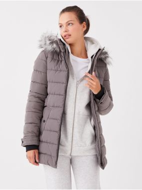 LC Waikiki Dámska bunda s kapucňou s rovným páperím