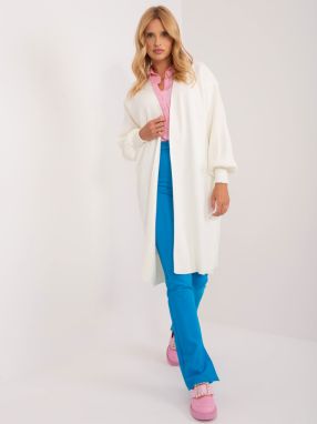 Women's ecru knitted cardigan without fastening