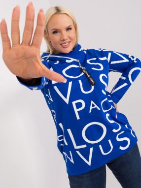 Cobalt blue plus size sweatshirt with hood and pockets