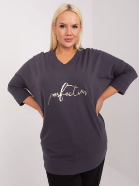Graphite long blouse in a larger size with 3/4 sleeves