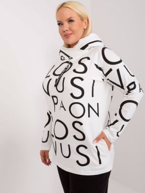 Ecru plus size sweatshirt with zipper on the hood