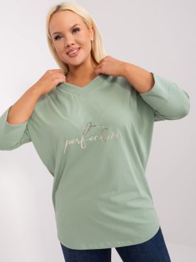 Plus size pistachio blouse with neckline