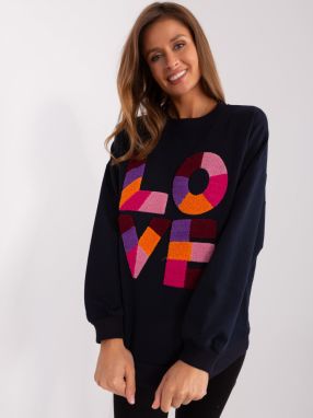 Navy blue hooded sweatshirt with inscription