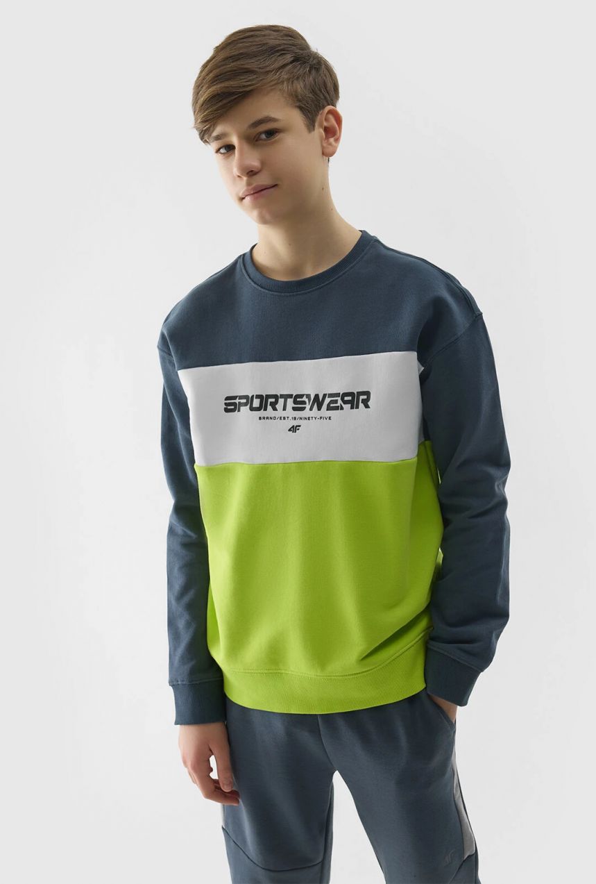 Boys' sweatshirt without fastening and without hood 4F - yellow