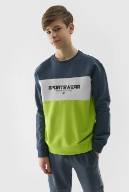 Boys' sweatshirt without fastening and without hood 4F - yellow