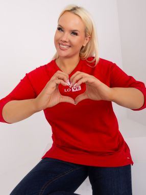 Red women's plus size blouse with patch