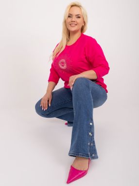 Plus size black casual blouse with 3/4 sleeves