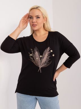 Black oversized blouse with a round neckline