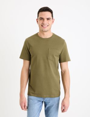 Kaki pánske basic tričko Celio Gepik