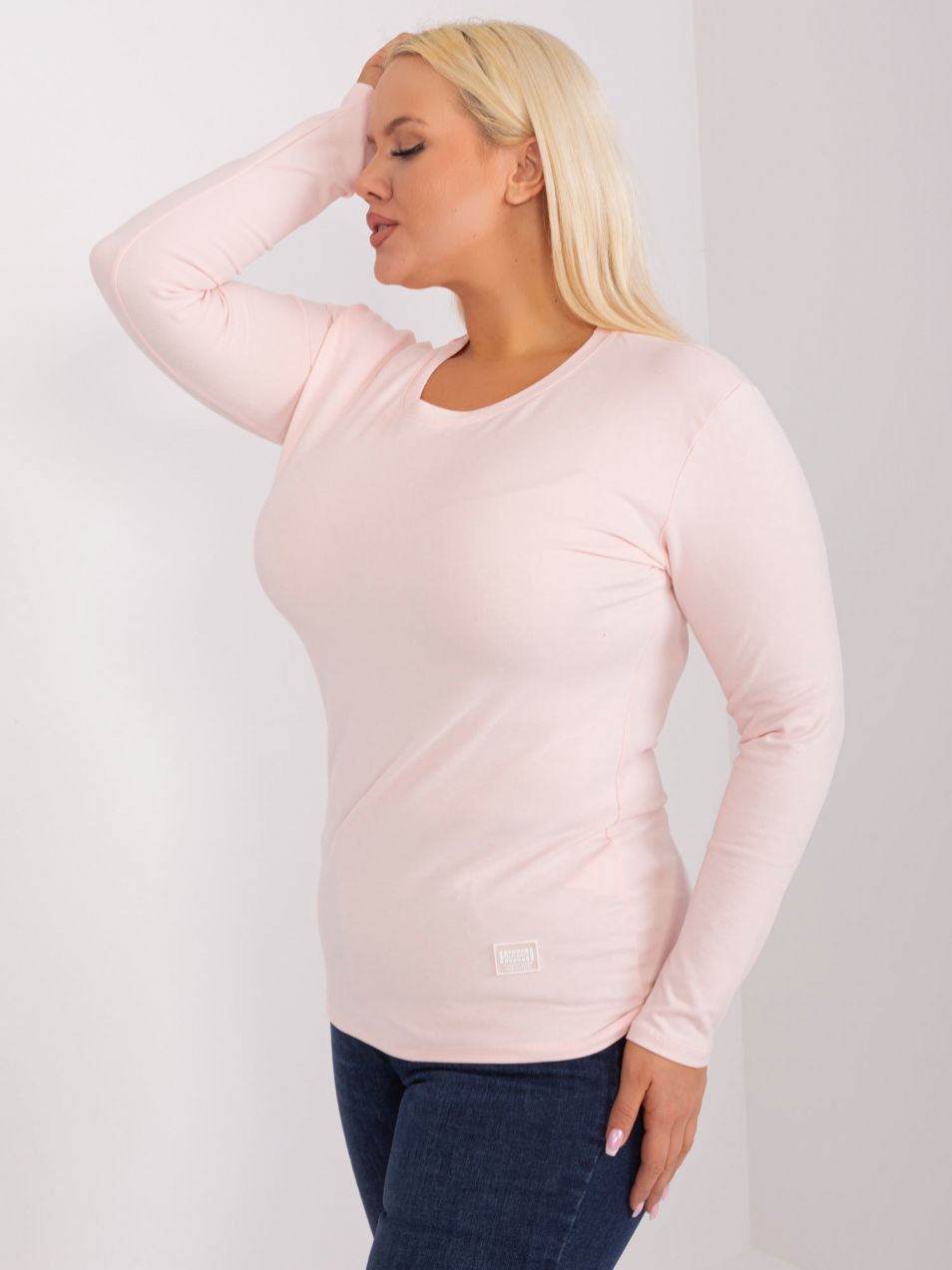 Light pink fitted plus size blouse
