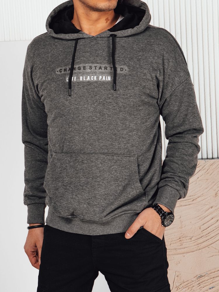 Men's sweatshirt with print, anthracite Dstreet