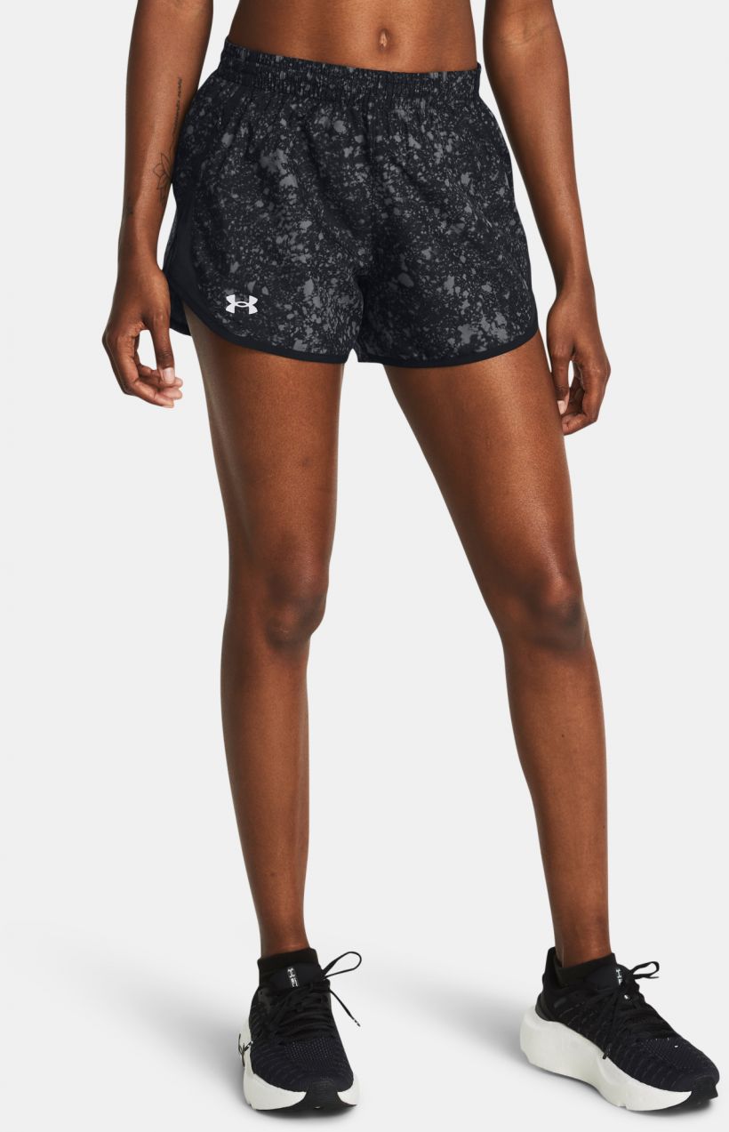Čierne dámske vzorované kraťasy Under Armour UA Fly By 3'' Printed Shorts-BLK