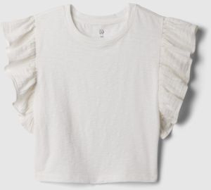 Biely dievčenský crop top s volánikmi GAP