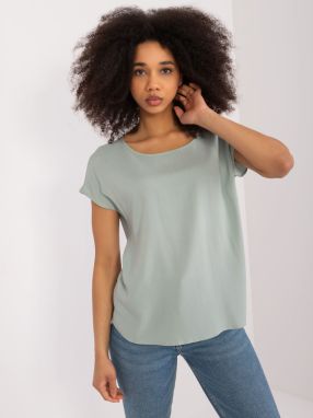 Pistachio blouse with round neckline SUBLEVEL