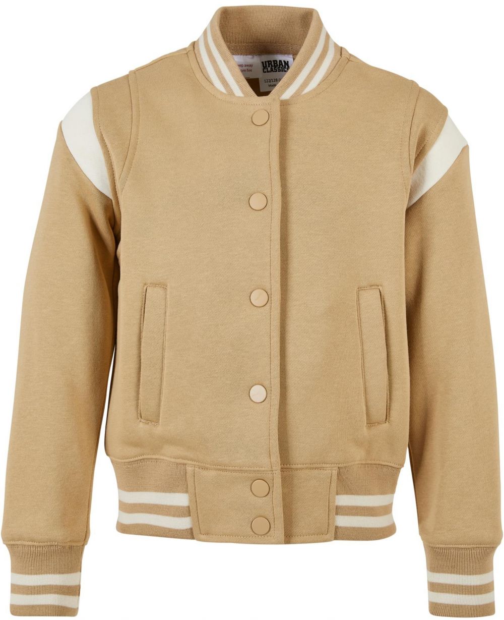 Girls' inset College Sweat Jacket union beige/white sand