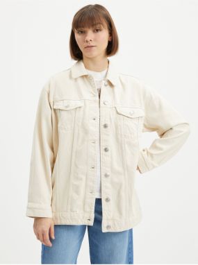 Béžová dámska oversize džínsová bunda Pieces Tika