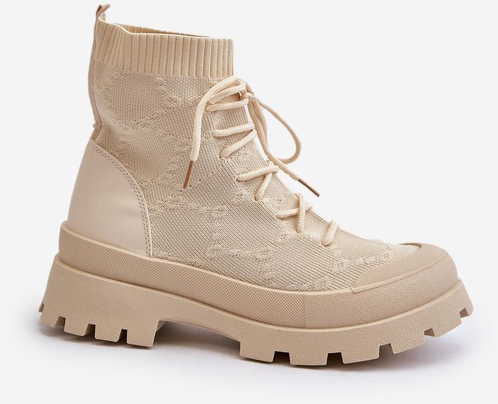 Women's sock slip-on boots Light beige Solime