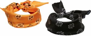 Satin scarf 2-pack black/orange